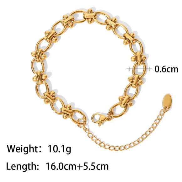 Waterproof gold plated detailed chain bracelet - Picture 4 of 5